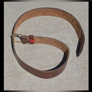 Brown Leather Men's Belt with Brass Buckle
